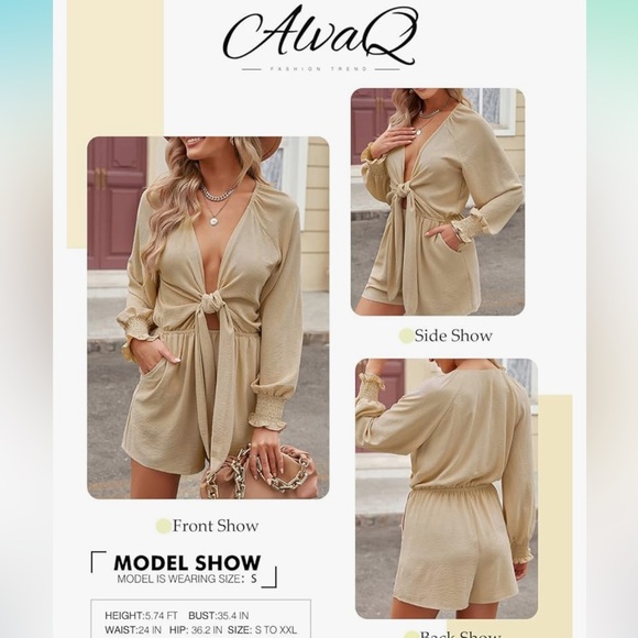 NWOT Tie Knot Long Sleeve Romper - Picture 2 of 12